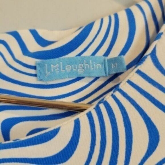 J. Mclaughlin | Catalina Coth Mia Dress Oahu Waves Pattern Blue White - Picture 7 of 8